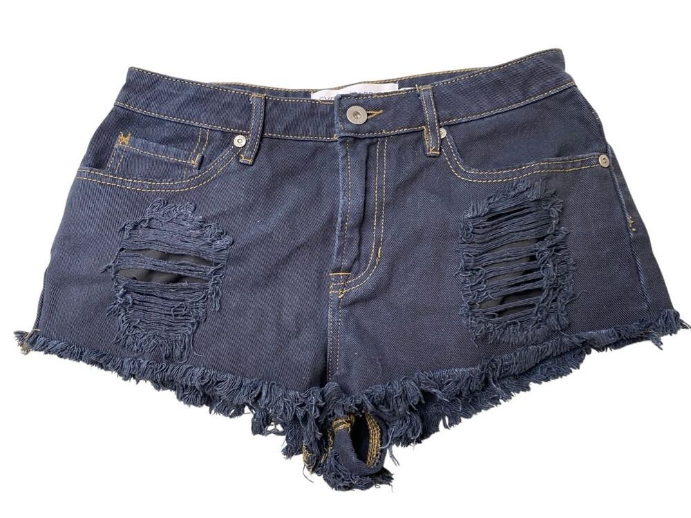 Gypsy Warrior Distressed Cutoff Denim Shorts Frayed Festival Grunge High Rise